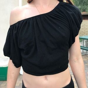 Black off the shoulder crop top
